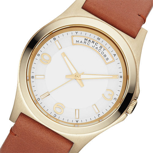 Marc Jacobs Baby Dave White Dial Brown Leather Strap Watch for Women - MBM1261