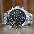 Breitling Super Avi B04 Chronograph GMT 46 P-51 Mustang Black Dial Silver Steel Strap Watch for Men - AB04453A1B1A1