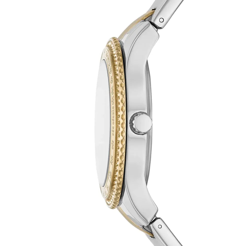 Fossil Stella Sport Multifunction Silver Dial Two Tone Steel Strap Watch for Women - ES5107