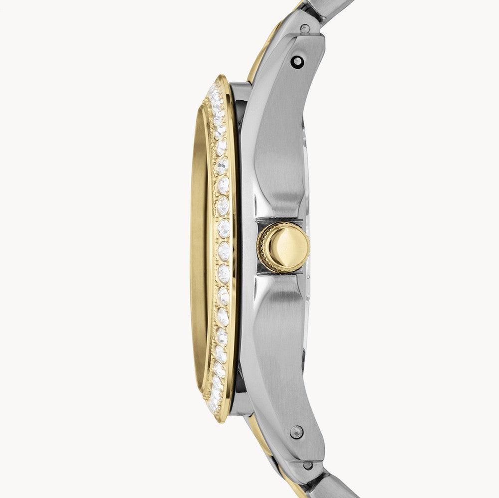 Fossil Riley White Dial Two Tone Steel Strap Watch for Women - ES3204