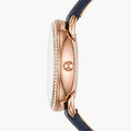 Fossil Tailor White Dial Blue Leather Strap Watch for Women - ES4394