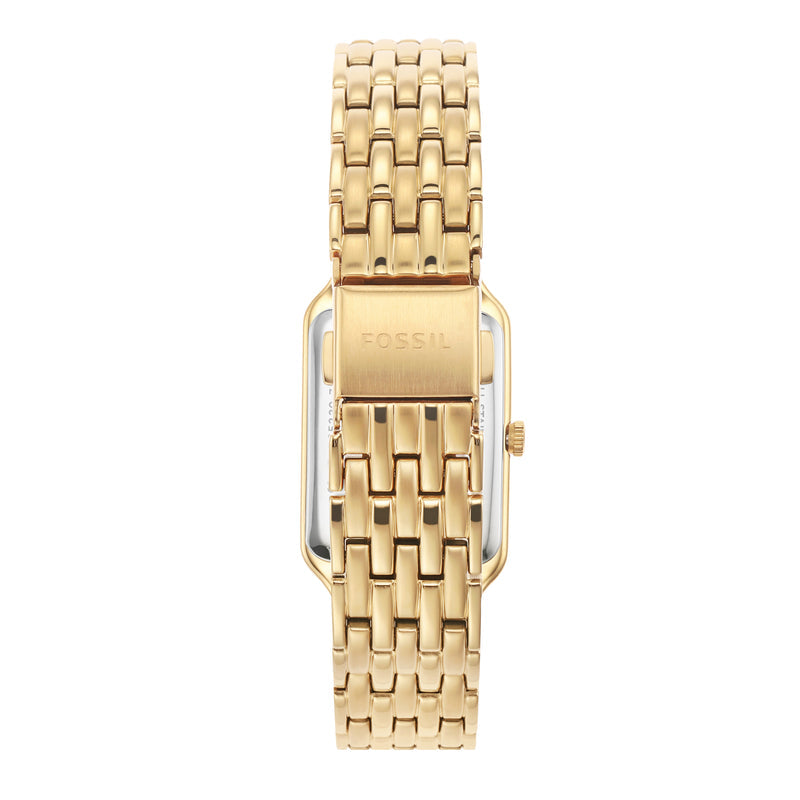 Fossil Raquel Three Hand Date White Dial Gold Steel Strap Watch For Women - ES5220