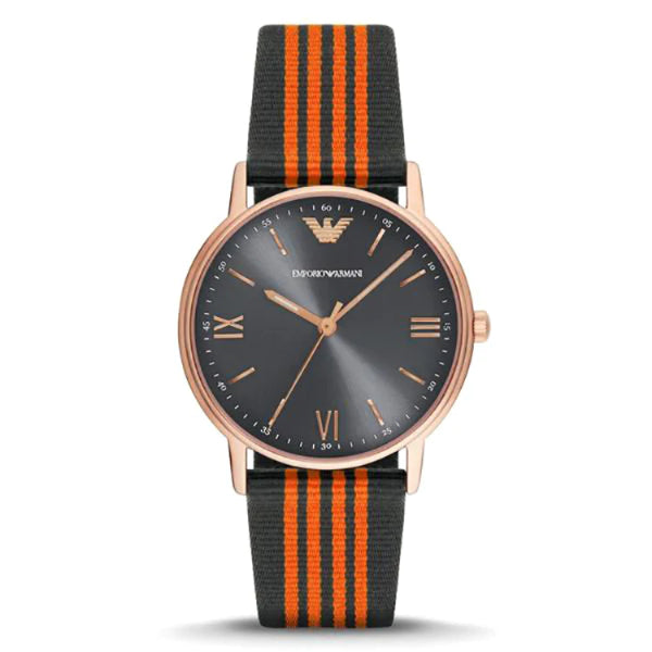 Emporio Armani Kappa Quartz Grey Dial Two Tone Nylon Strap Watch For Men - AR11014