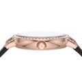 Emporio Armani Cleo Three-Hand Mother of Pearl Dial Black Leather Strap Watch For Women - AR11485