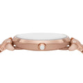 Emporio Armani Gianni T-Bar Crystals Silver Dial Rose Gold Steel Strap Watch For Women - AR11446