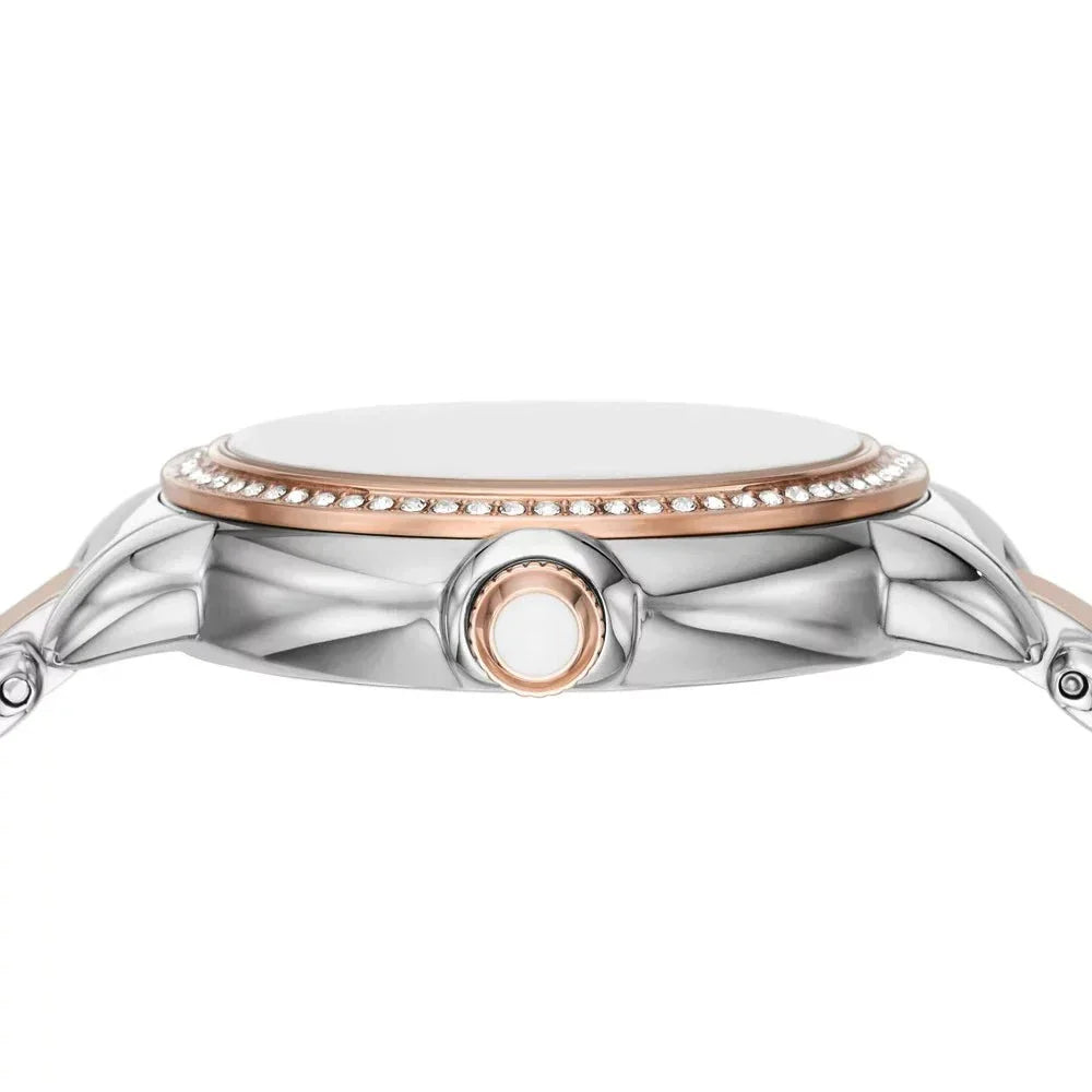 Emporio Armani Mia Three Hand Moonphase Mother of Pearl Dial Two Tone Steel Strap Watch For Women - AR11567