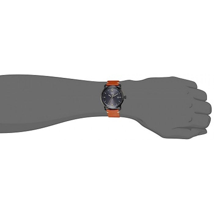 Fossil Commuter Three Hand Date Black Dial Brown Leather Strap Watch for Men - FS5276