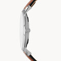 Fossil Minimalist Blue Dial Brown Leather Strap Watch for Men - FS5304