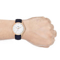 Fossil The Minimalist Slim White Dial Blue Leather Strap Watch for Men - FS5371