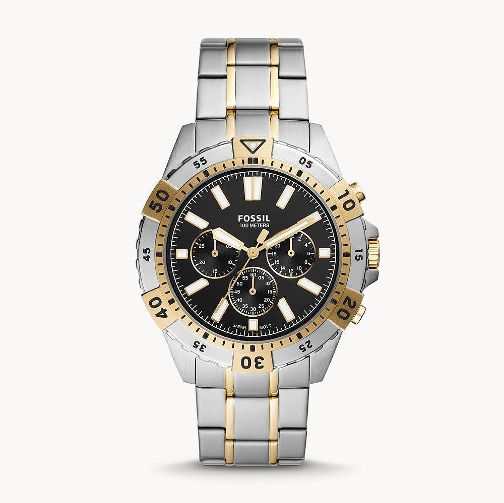 Fossil Garrett Analog Black Dial Two Tone Steel Strap Watch for Men - FS5771