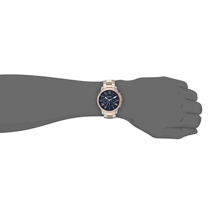 Fossil Grant Chronograph Blue Dial Two Tone Steel Strap Watch for Men - FS5024