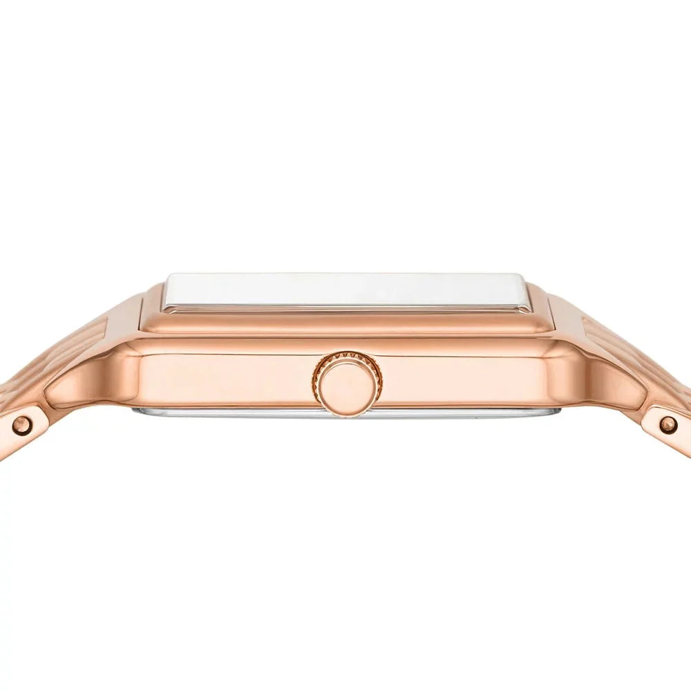 Fossil Raquel Three Hand Date White Dial Rose Gold Steel Strap Watch For Women - ES5271