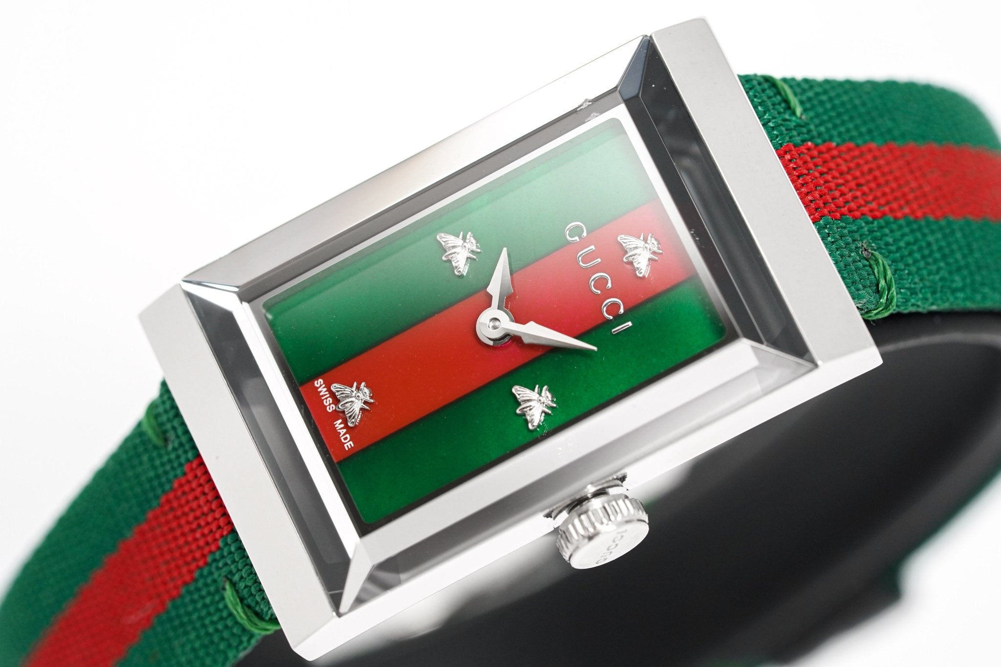 Gucci G-Frame Mother of Pearl Dial Two Tone Nylon Strap Watch For Women - YA147404