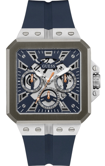 Guess Leo Chronograph Navy Blue Dial Blue Silicone Strap Watch For Men - GW0637G1