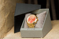 Guess Mini Sunrise Quartz Analog Orange Dial Gold Steel Strap Watch For Women - W0448L7