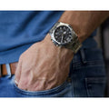 Guess Commander Chronograph Black Dial Silver Steel Strap Watch for Men - GW0056G1
