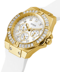 Guess Luna Diamonds White Dial White Rubber Strap Watch for Women - W0653L3