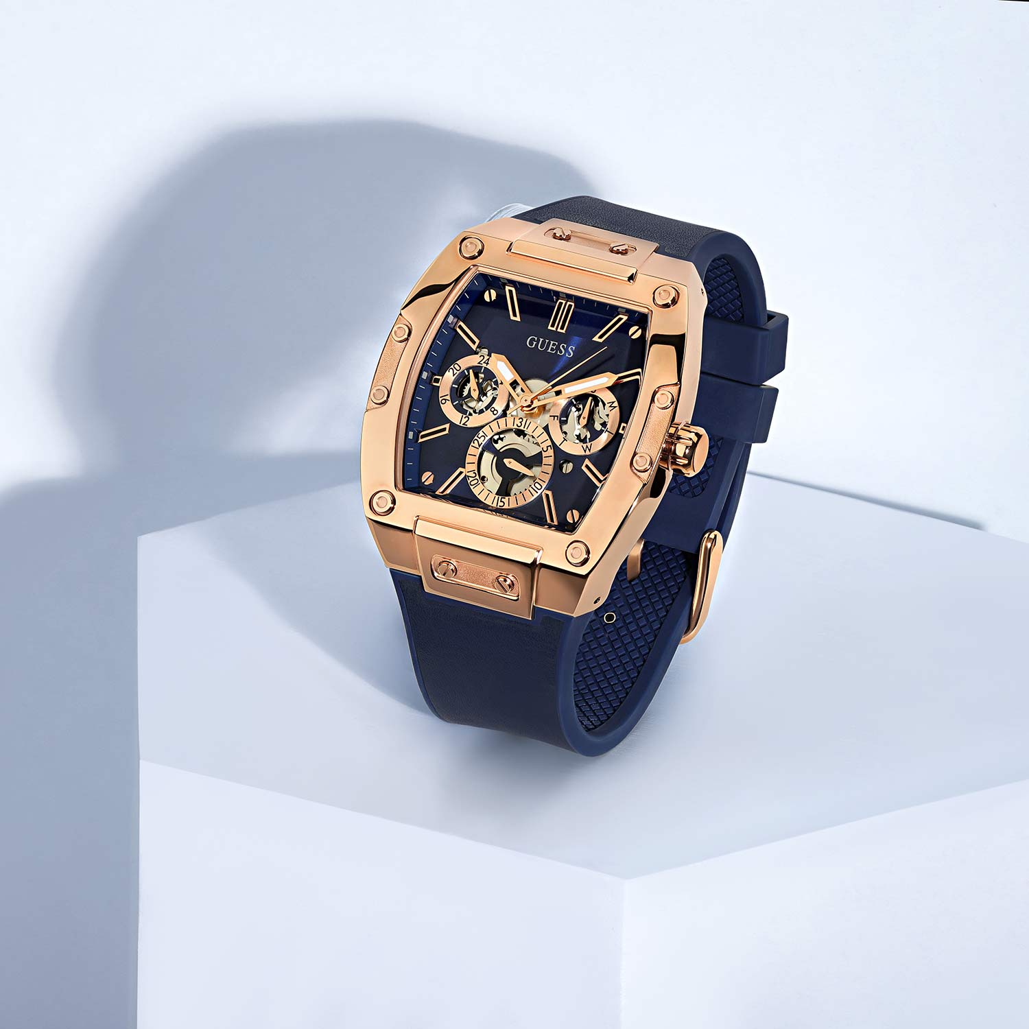 Guess Phoenix Multifunction Blue Dial Blue Rubber Strap Watch for Men - GW0202G4