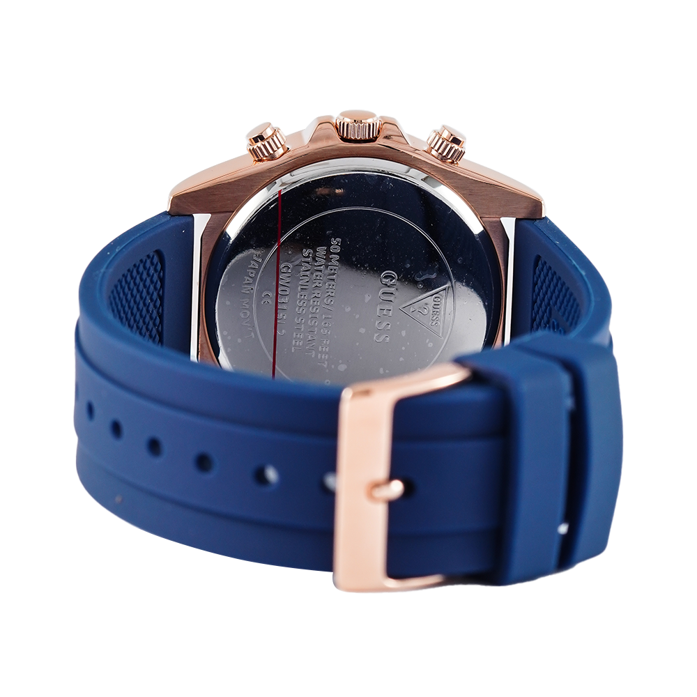 Guess Eclipse White Dial Blue Rubber Strap Watch for Women - GW0315L2