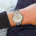 Guess Moonlight Multi Function Diamonds Silver Dial Silver Steel Strap Watch for Women - GW0320L1