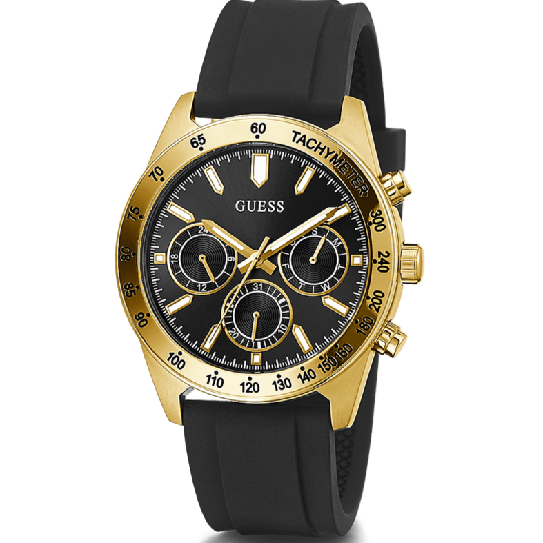 Guess Sport Multifunctional Black Dial Black Rubber Strap Watch for Men - GW0332G2