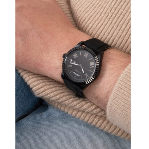 Guess Connoisseur Black Dial Black Silicone Strap Watch For Men - GW0335G1