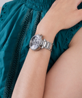 Guess Solstice Diamonds Silver Dial Silver Steel Strap Watch for Women - GW0403L1