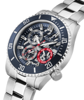 Guess Axle Multifunction Black Dial Silver Steel Strap Watch For Men - GW0488G1
