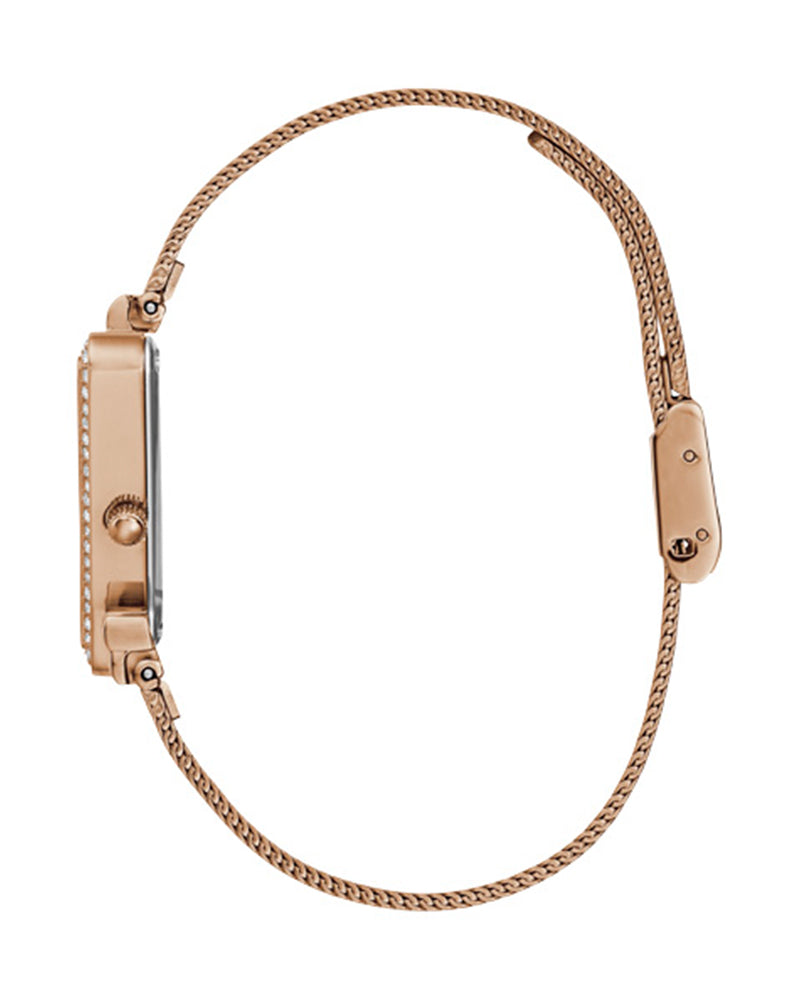 Guess Fame Diamonds Rose Gold Dial Rose Gold Mesh Bracelet Watch for Women - GW0508L3