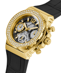 Guess Fusion Chronograph Black Dial Black Leather Strap Watch For Women - GW0553L4