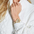 Guess Fame Crystals Gold Dial Gold Steel Strap Watch For Women - GW0644L2