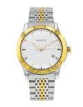 Gucci G Timeless Silver Dial Two Tone Steel Strap Watch For Men - YA126409