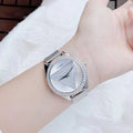 Guess Tri Glitz Quartz Silver Dial Silver Mesh Bracelet Watch For Women - W1142L1