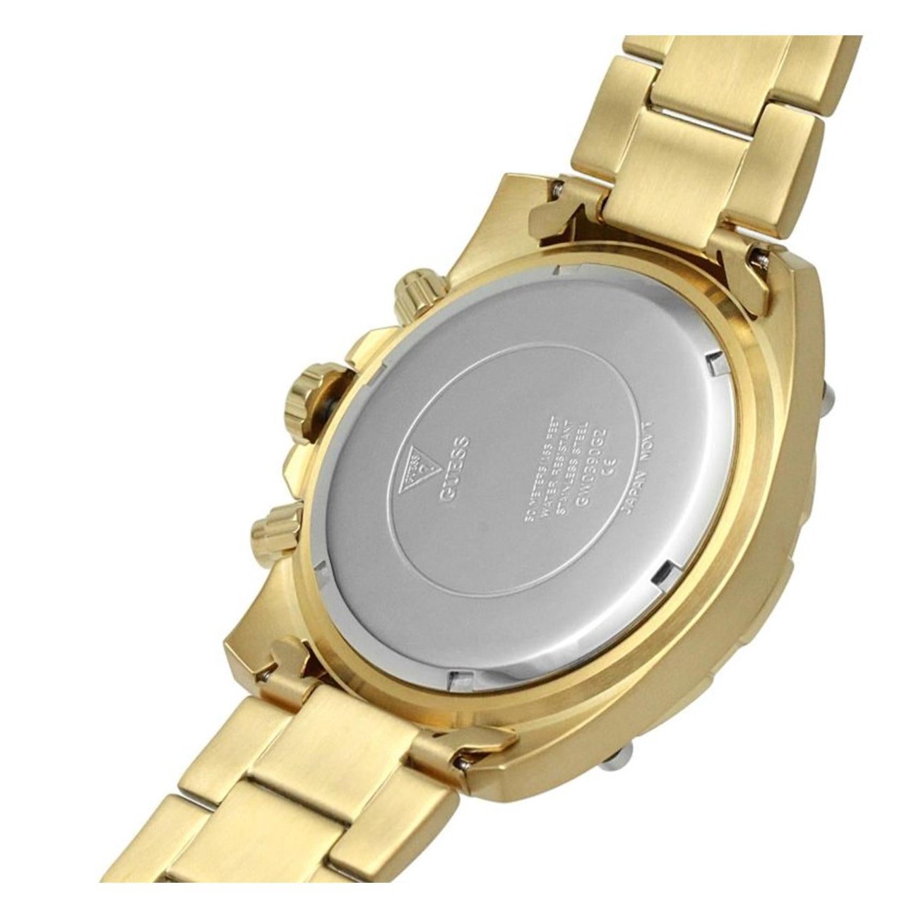 Guess Trophy Diamonds Black Dial Gold Steel Strap Watch for Men - GW0390G2