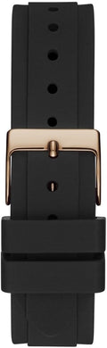 Guess Solstice Diamonds Black Mother of Pearl Dial Black Rubber Strap Watch for Women - GW0113L2