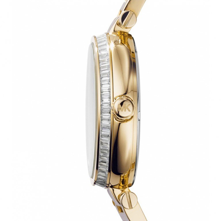 Michael Kors Skylar Black Dial Gold Steel Strap Watch for Women - MK5989