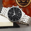 Tissot T Classic Tradition Chronograph Black Dial Silver Steel Strap Watch For Men - T063.617.11.057.00
