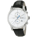 Hugo Boss Jet Silver Dial Black Leather Strap Watch for Men - 1513282