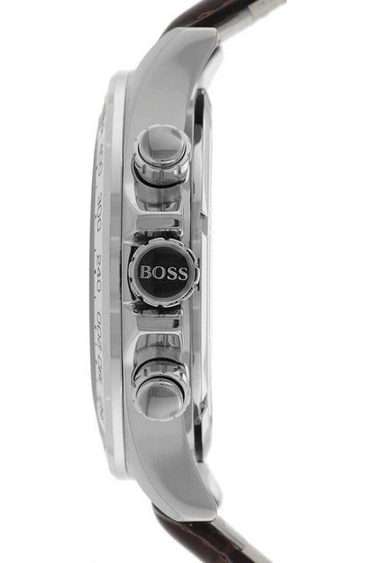 Hugo Boss Ikon Black Dial Black Leather Strap Watch for Men - 1513178