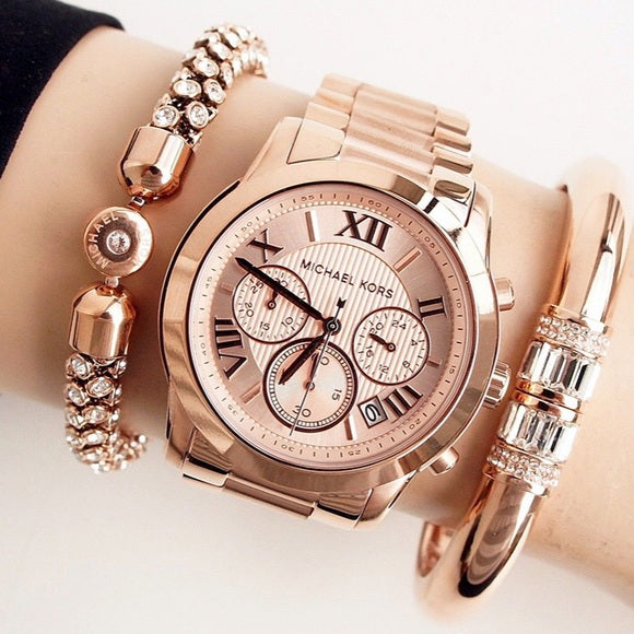 Michael Kors Cooper Rose Gold Rose Gold Steel Strap Watch for Women - MK6275