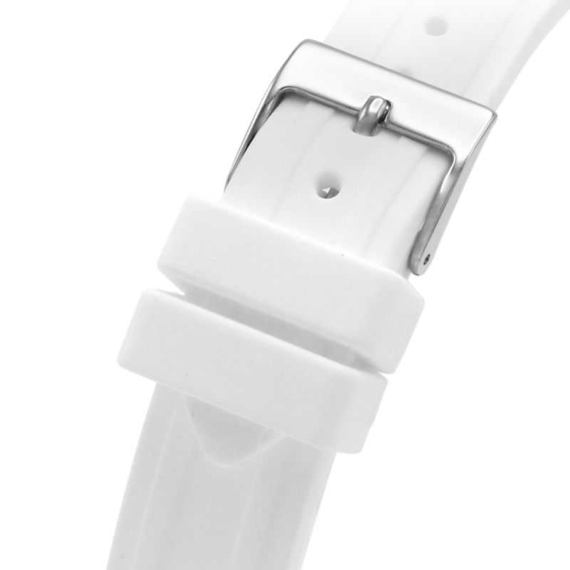 Guess Sparkling Silver Dial White Rubber Strap Watch For Women - GW0032L1