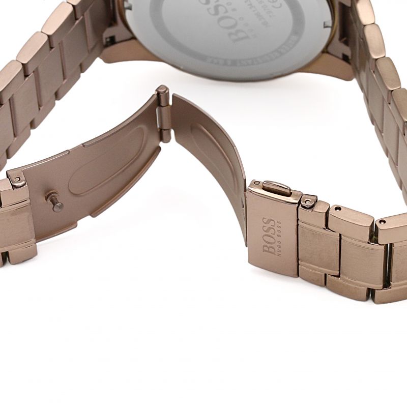 Hugo Boss Skymaster Blue Dial Brown Steel Strap Watch for Men - 1513788
