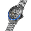 Fossil FB-01 Automatic Skeleton Black Dial Grey Steel Strap Watch for Men - ME3201