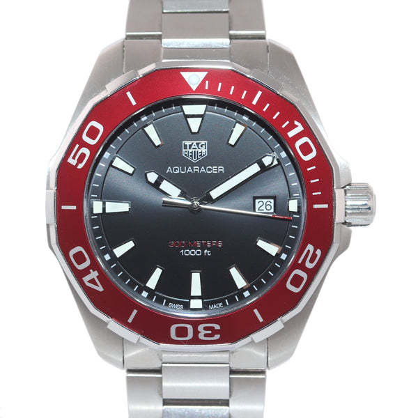 Tag Heuer Aquaracer Black Dial Silver Steel Strap Watch for Men - WAY101B.BA0746