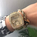 Guess Raven Diamonds Gold Dial Gold Steel Strap Watch for Women - GW0104L2