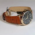 Citizen Eco Drive Multi Function Day & Date Black Dial Brown Leather Strap Watch For Men - AO9003-08E