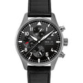 IWC Pilot's Watch Chronograph Black Dial Black Leather Strap Watch for Men - IW377709