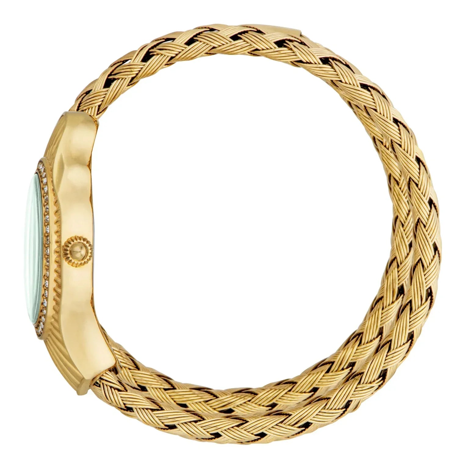 Just Cavalli Twined Green Dial Gold Steel Strap Watch for Women - JC1L305M0035