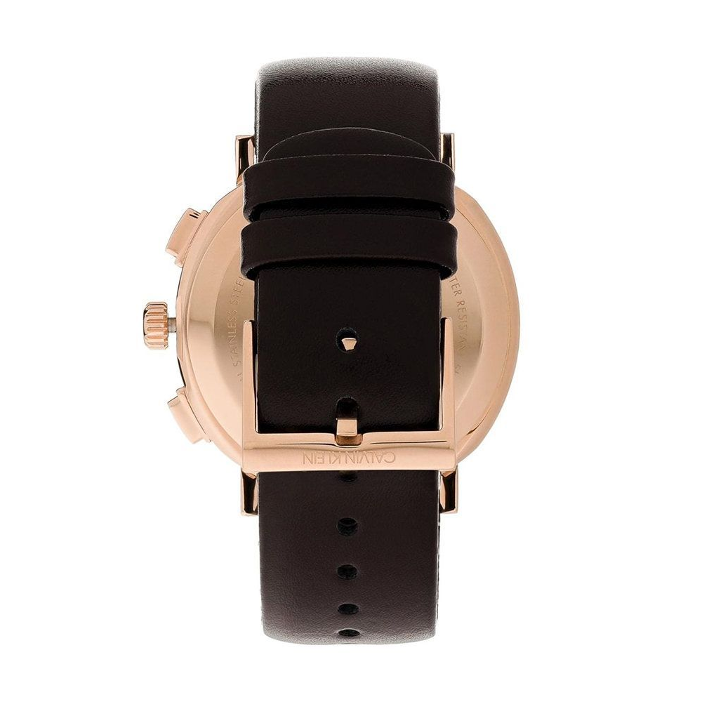 Calvin Klein Posh Grey Dial Black Leather Strap Watch for Men - K8Q376C3