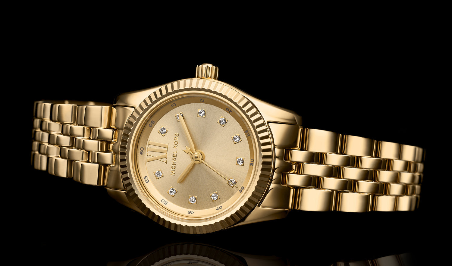 Michael Kors Lexington Analog Gold Dial Gold Steel Strap Watch for Women - MK4741